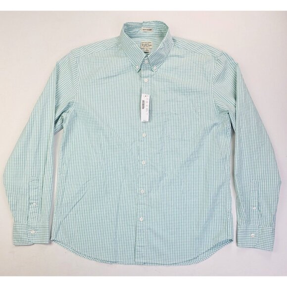 J. Crew Slim Untucked Stretch Short Size Large Green White Check Button Down NWT - Picture 5 of 10
